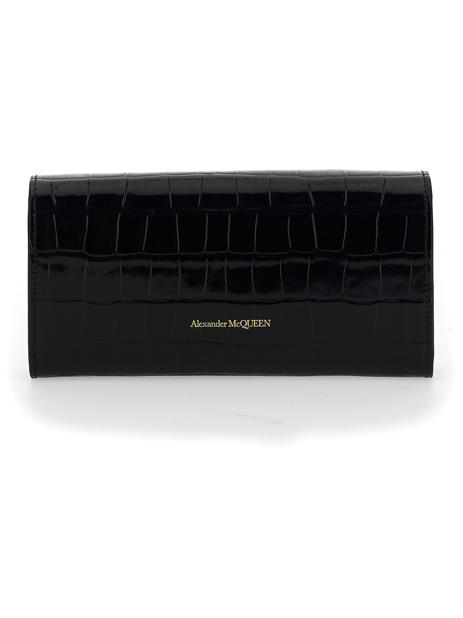 Alexander Mcqueen Crinkled Leather Clutch Bag In Black
