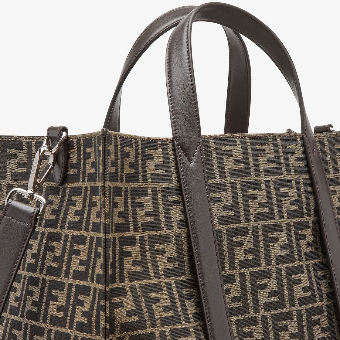 Fendi Ff Jacquard Fabric Bag In Black