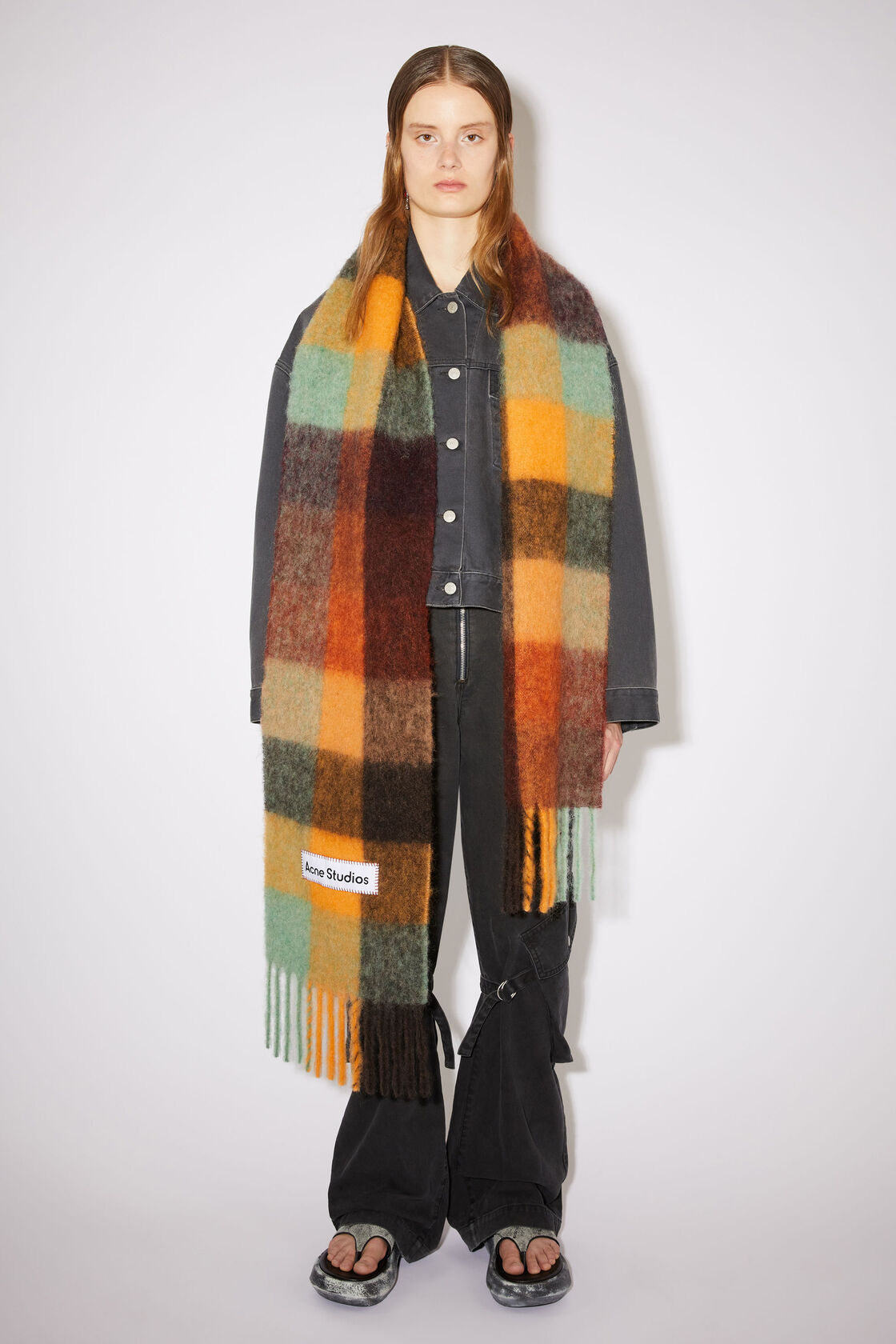 Acne Studios Multi Check Scarf In Multicolor