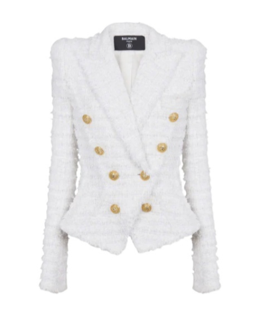 Balmain Slim-fit Tweed Jacket In Neutral