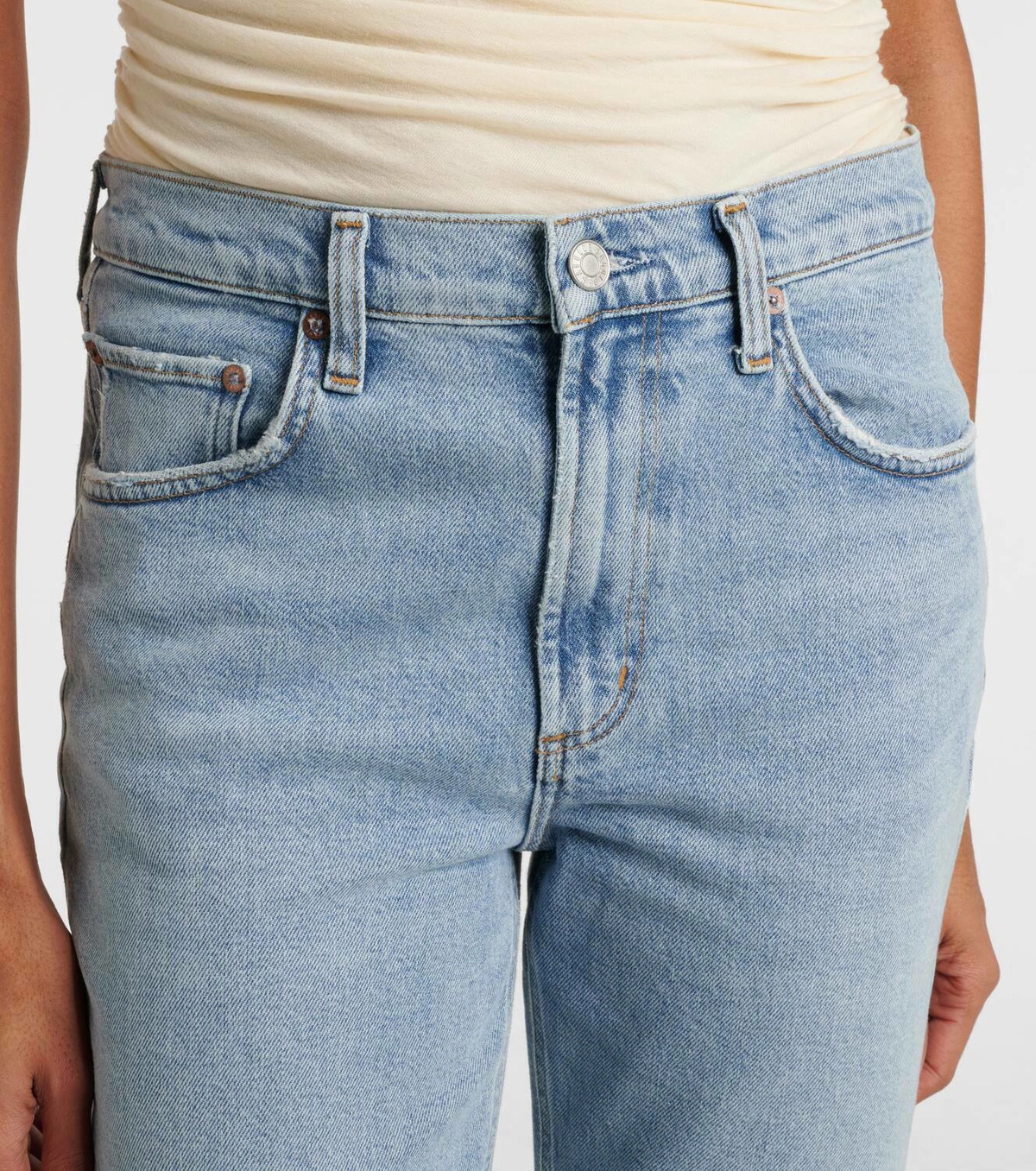 Agolde Valen Mid-rise Straight-leg Denim Trousers In Blue