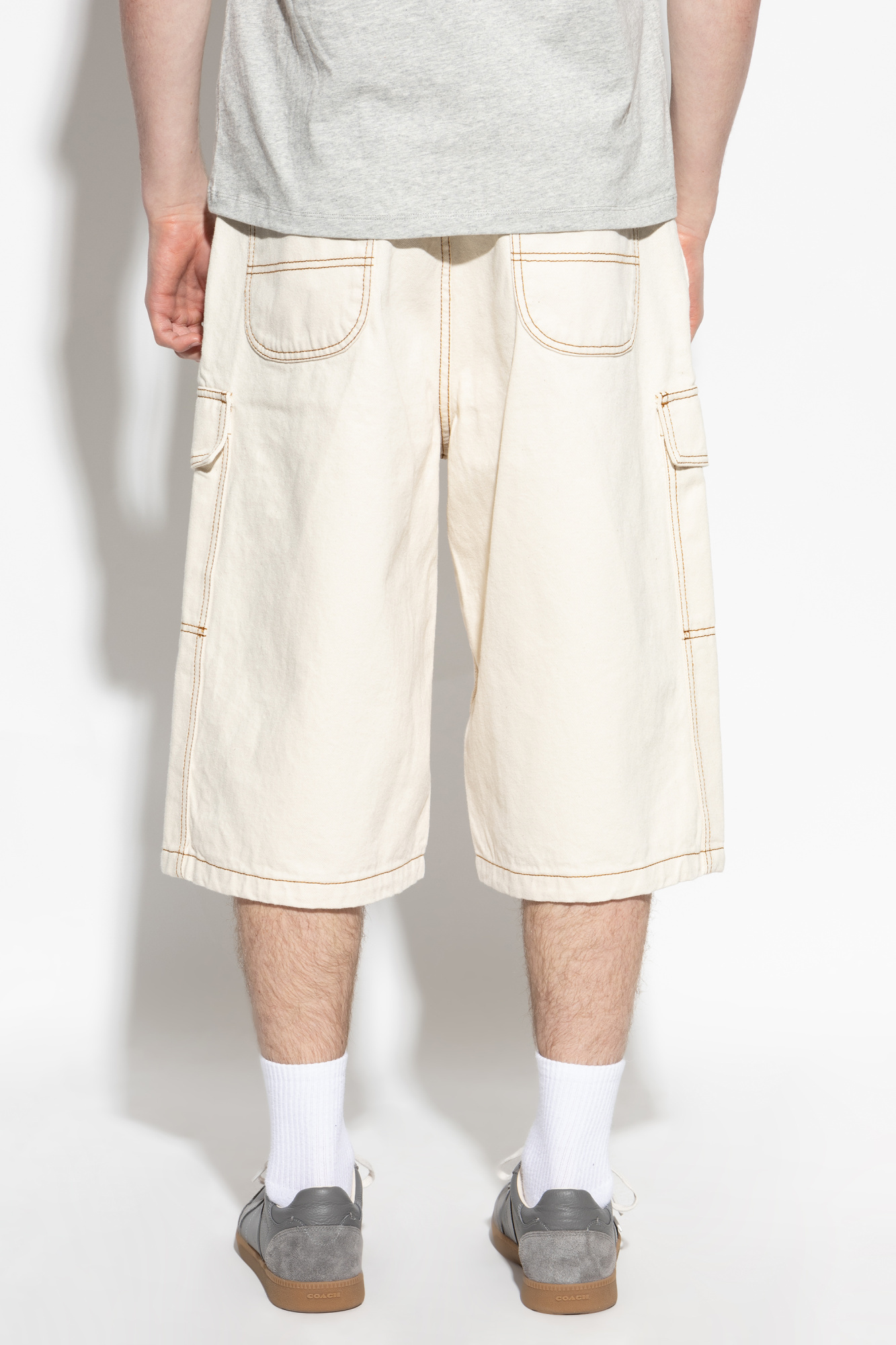 Shop Ami Alexandre Mattiussi Belt Loop Shorts In Cream