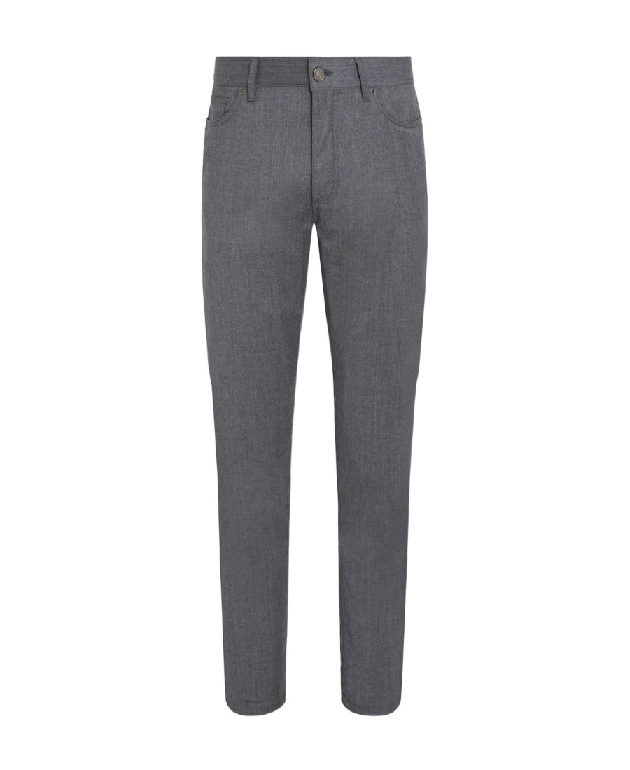 Zegna Roccia Stonewashed Wool Trousers In Gray