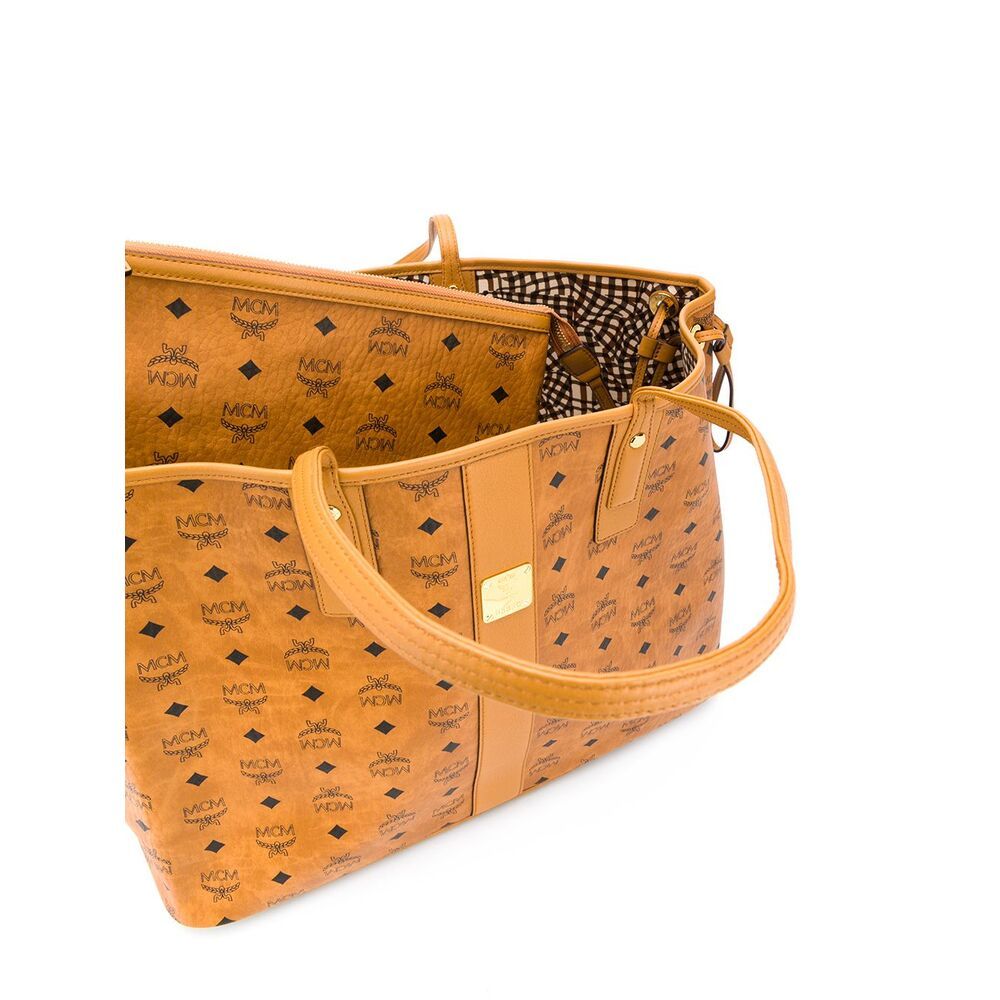 Mcm Large Liz Monogram-print Tote Bag In Brown