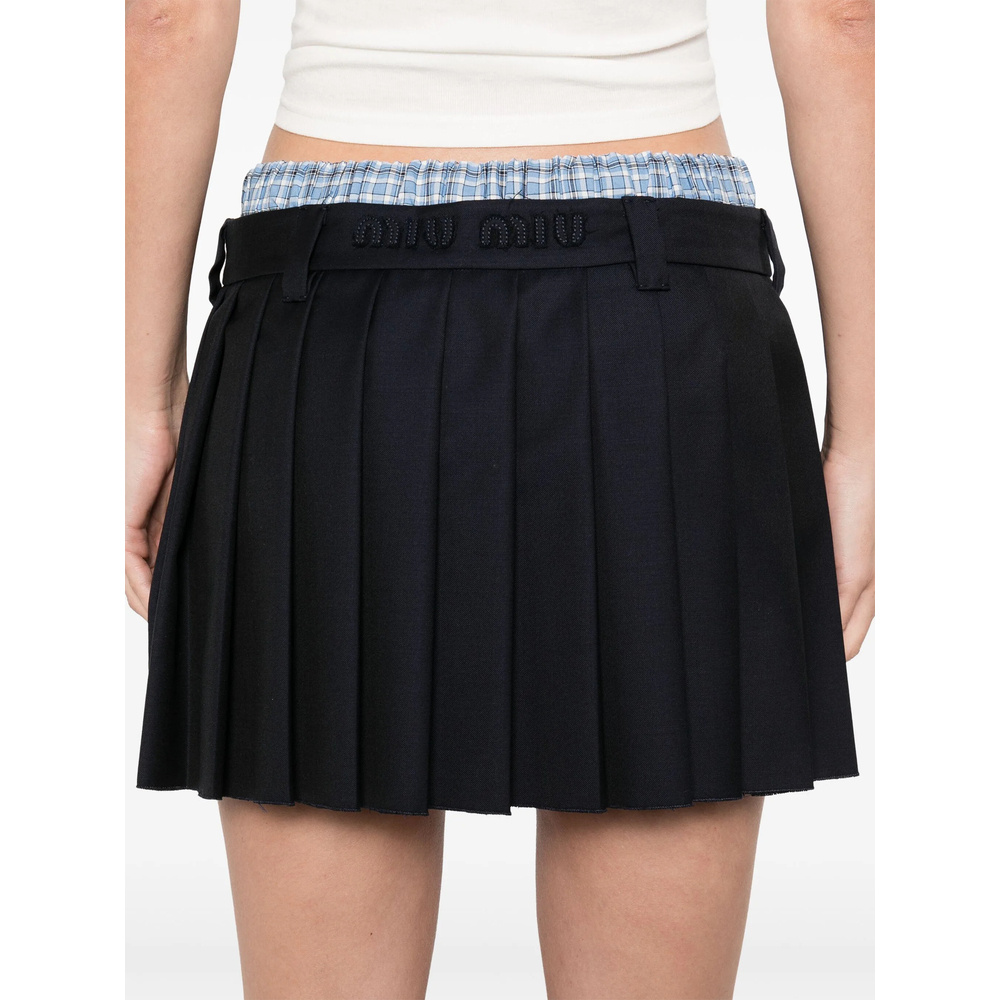 Miu Miu Pleated Mini Skirt In Blue