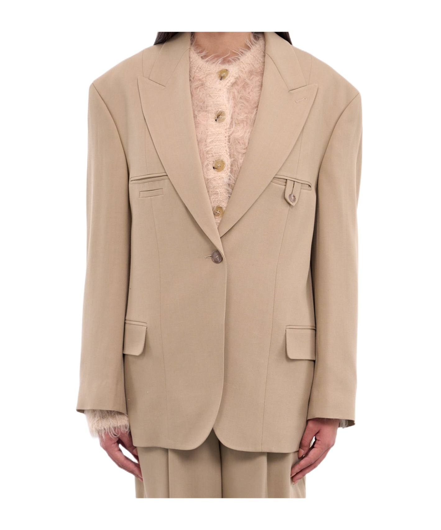 Acne Studios Long-sleeved Suit Coat In Nude