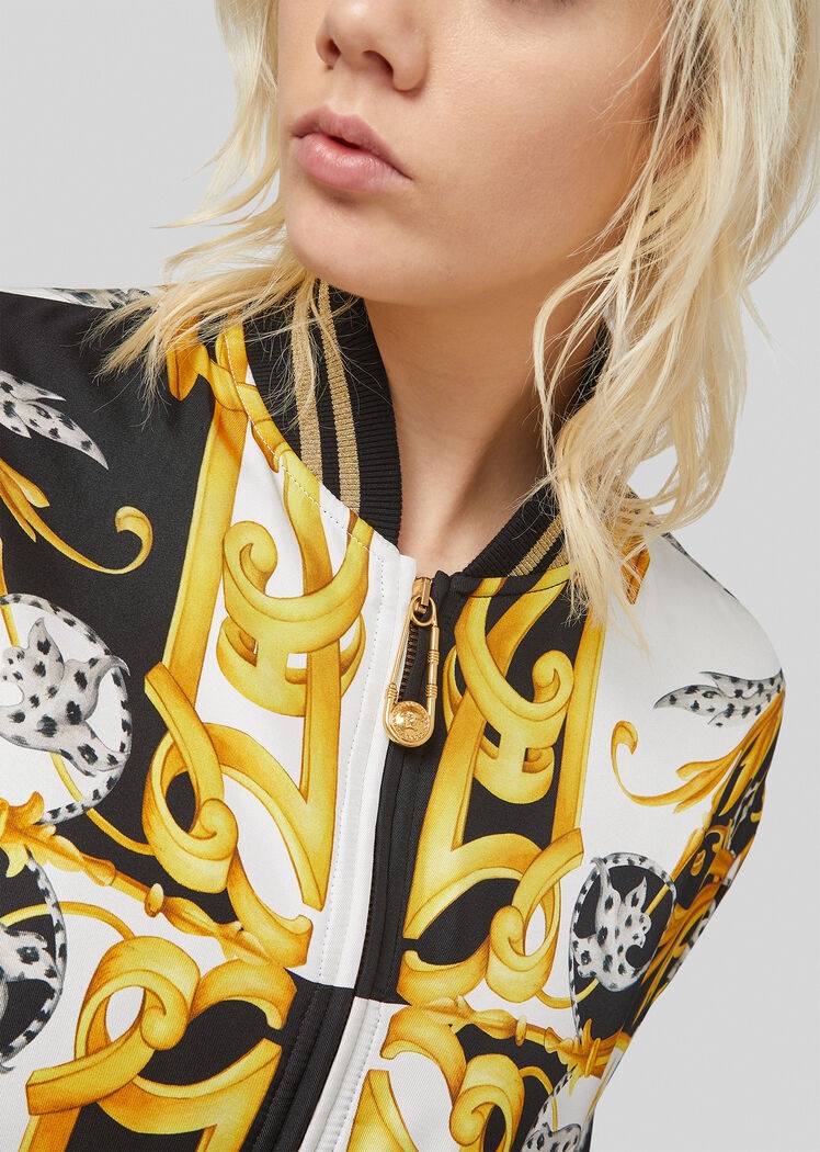 Versace Acanthus Print Bomber Jacket In Multicolor