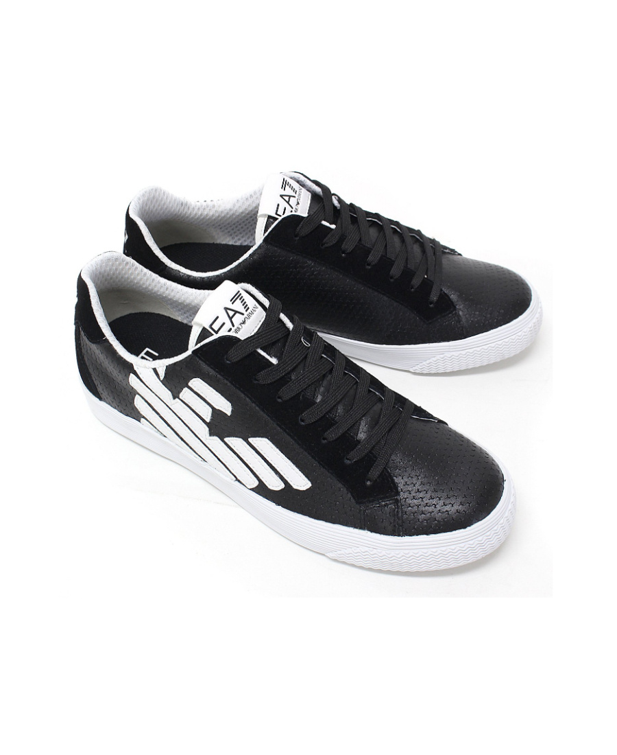 Ea7 Logo Details Casual Sports Shoes In Black