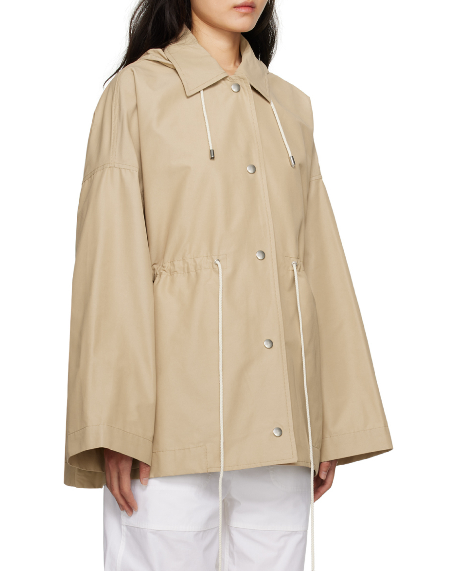 Totême Drawstring-waist Hooded Jacket In Nude