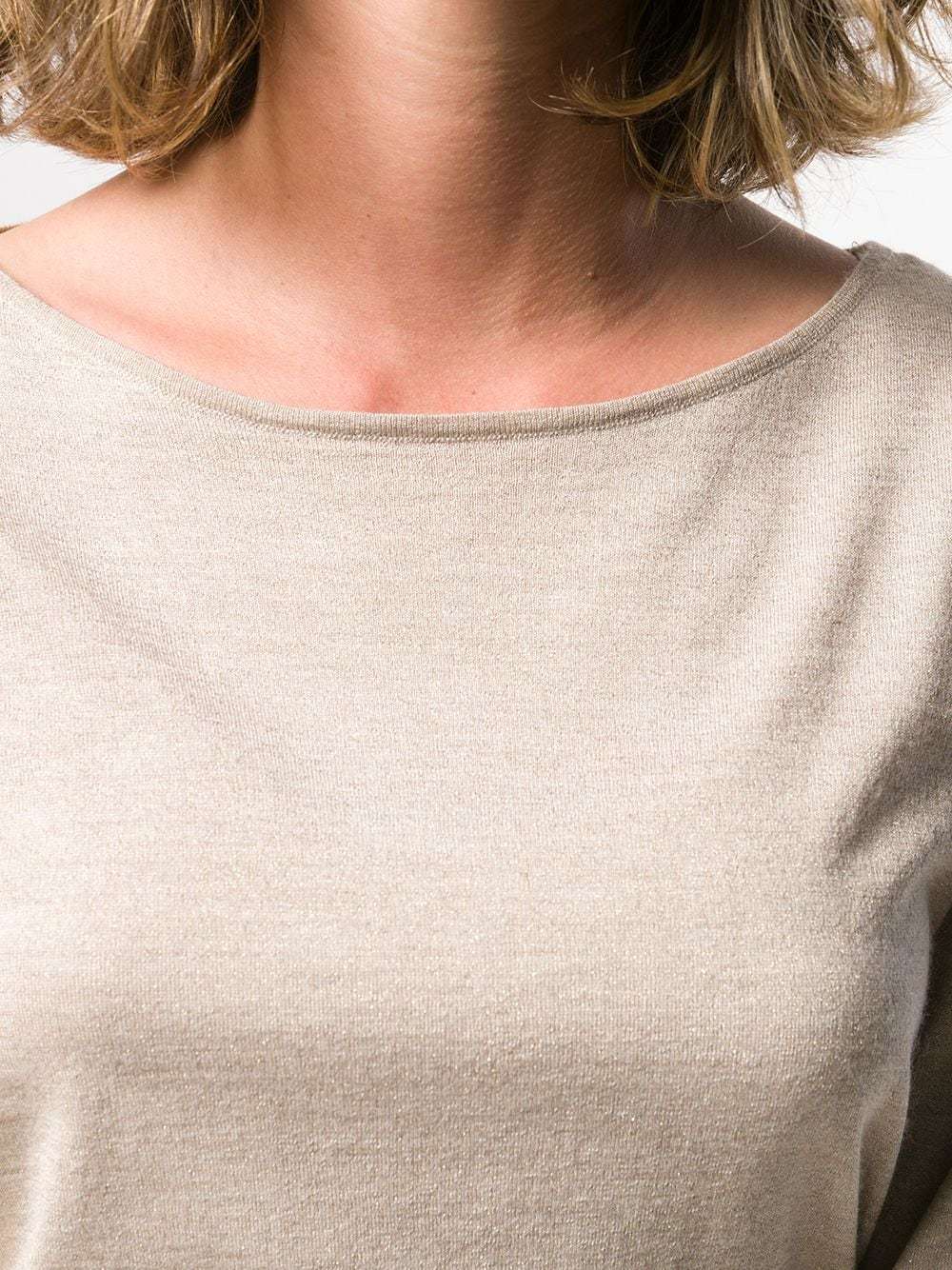 Brunello Cucinelli Boat Neck Top In Nude