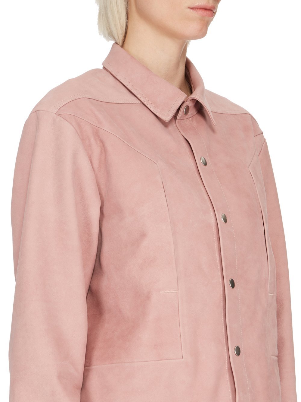 Rick Owens Alice Strobe Leather Shirt In Pink
