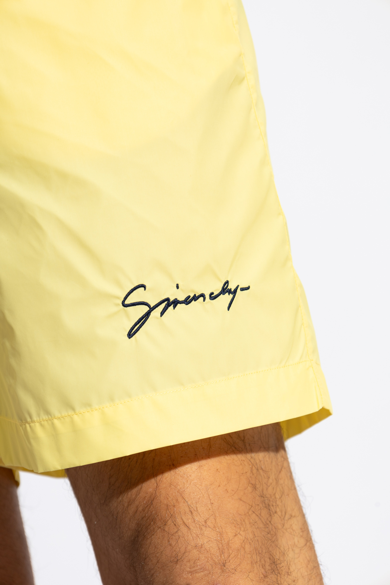 Givenchy Logo Embroidered Swim Trunks In Yellow