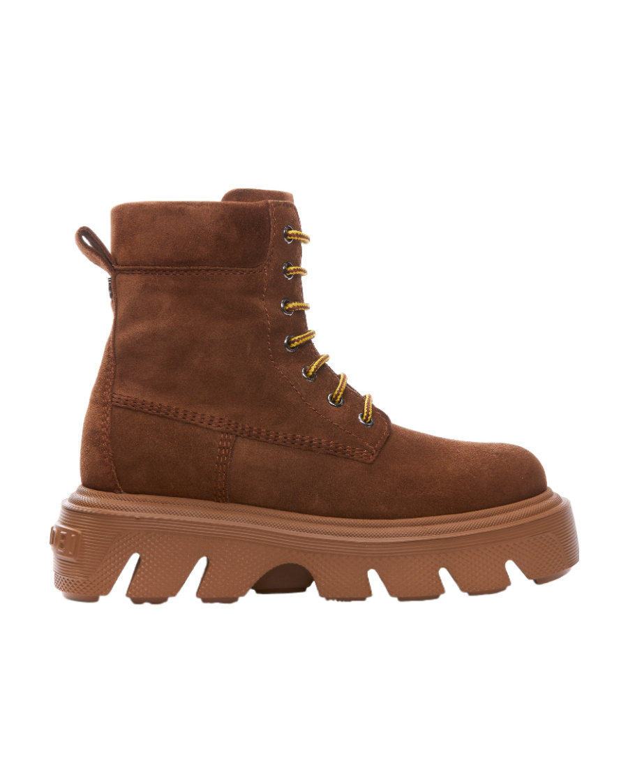 Casadei Round Head Thick-soled Short Boots In Brown