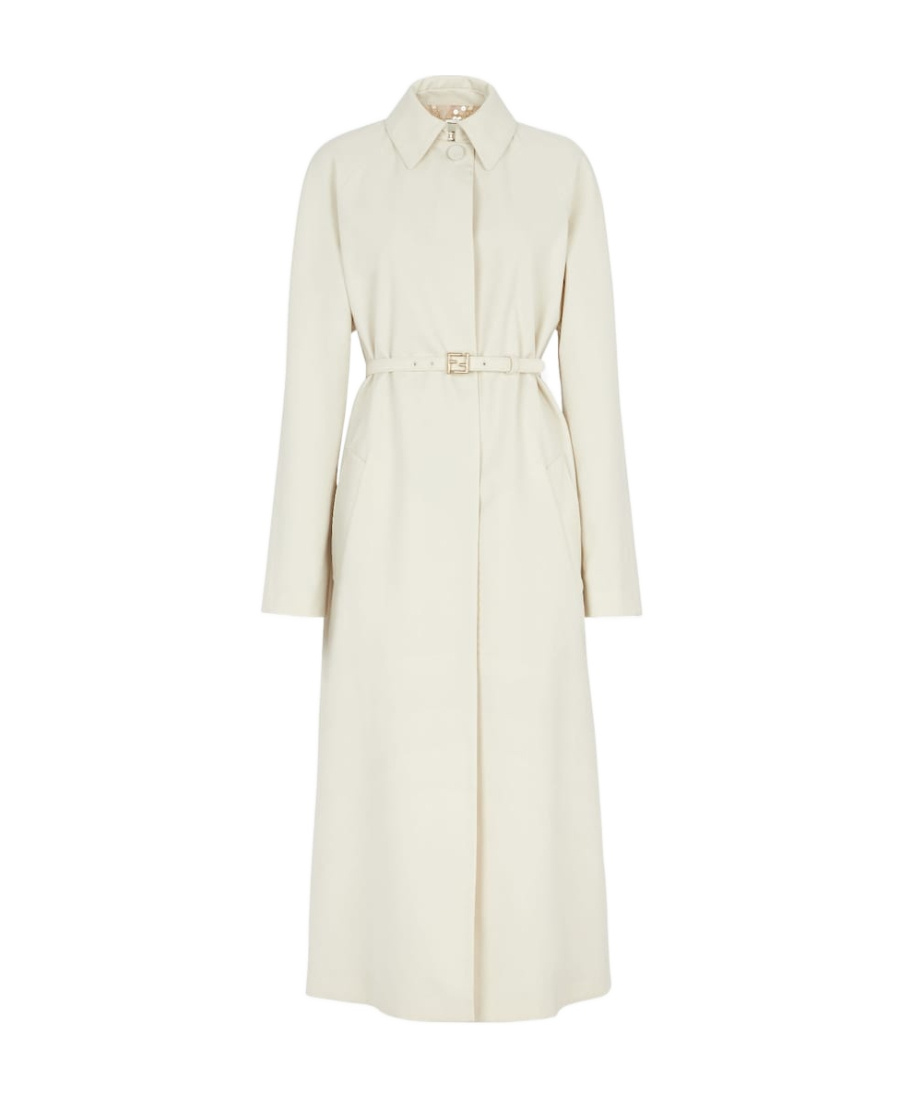 Fendi Logo-buckle Single-breasted Coat In White