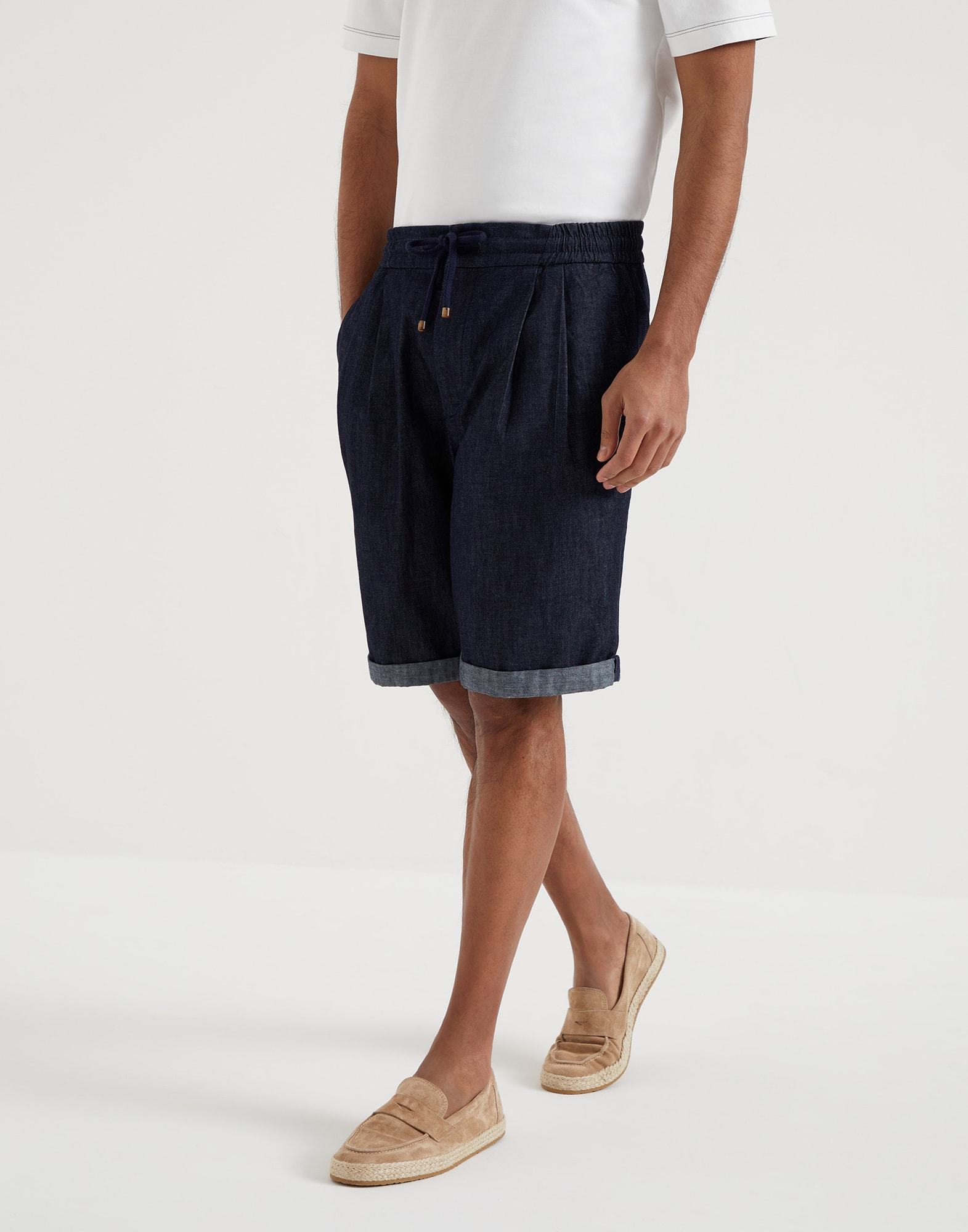 Brunello Cucinelli Drawstring-waist Denim Shorts In Black