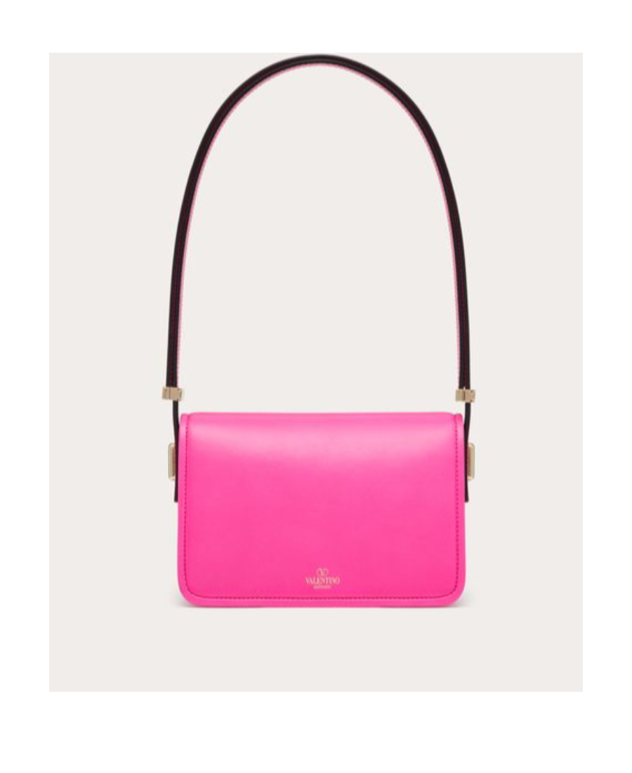 Valentino Small Letter Smooth-grain Shoulder Bag In Pink