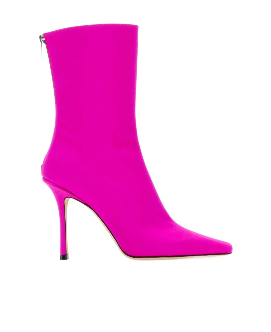 Jimmy Choo Stylish Satin Ankle Boots With 11 Cm Heel Height In Pink