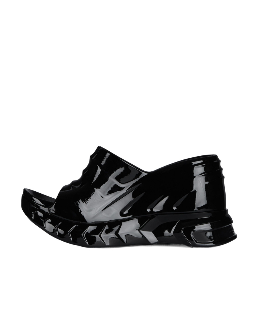 Shop Givenchy Smooth Rubber Wedges Sandals In Black