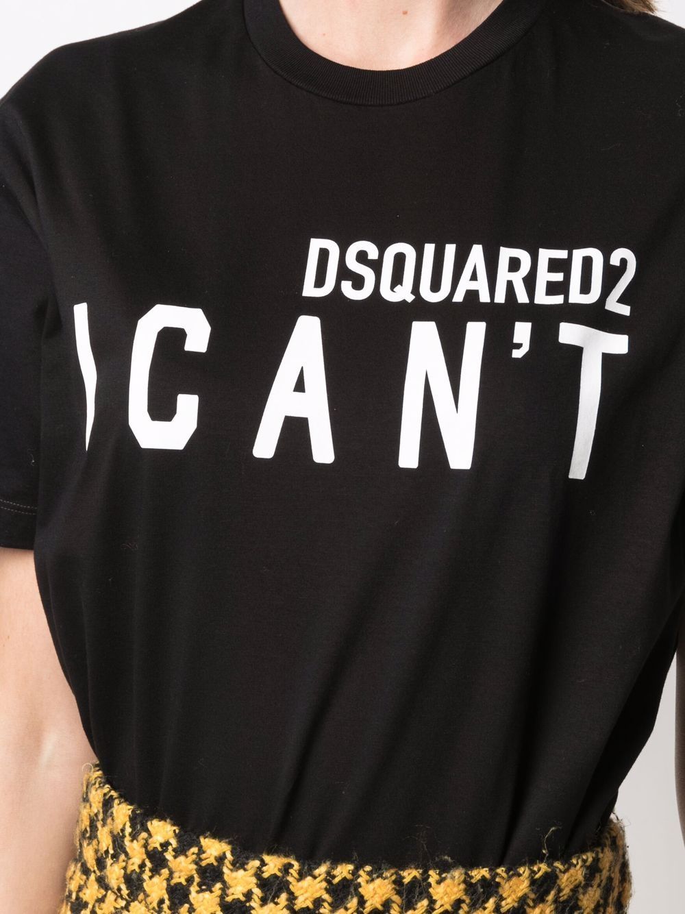 Dsquared2 Slogan Printed Crewneck T-shirt In Black
