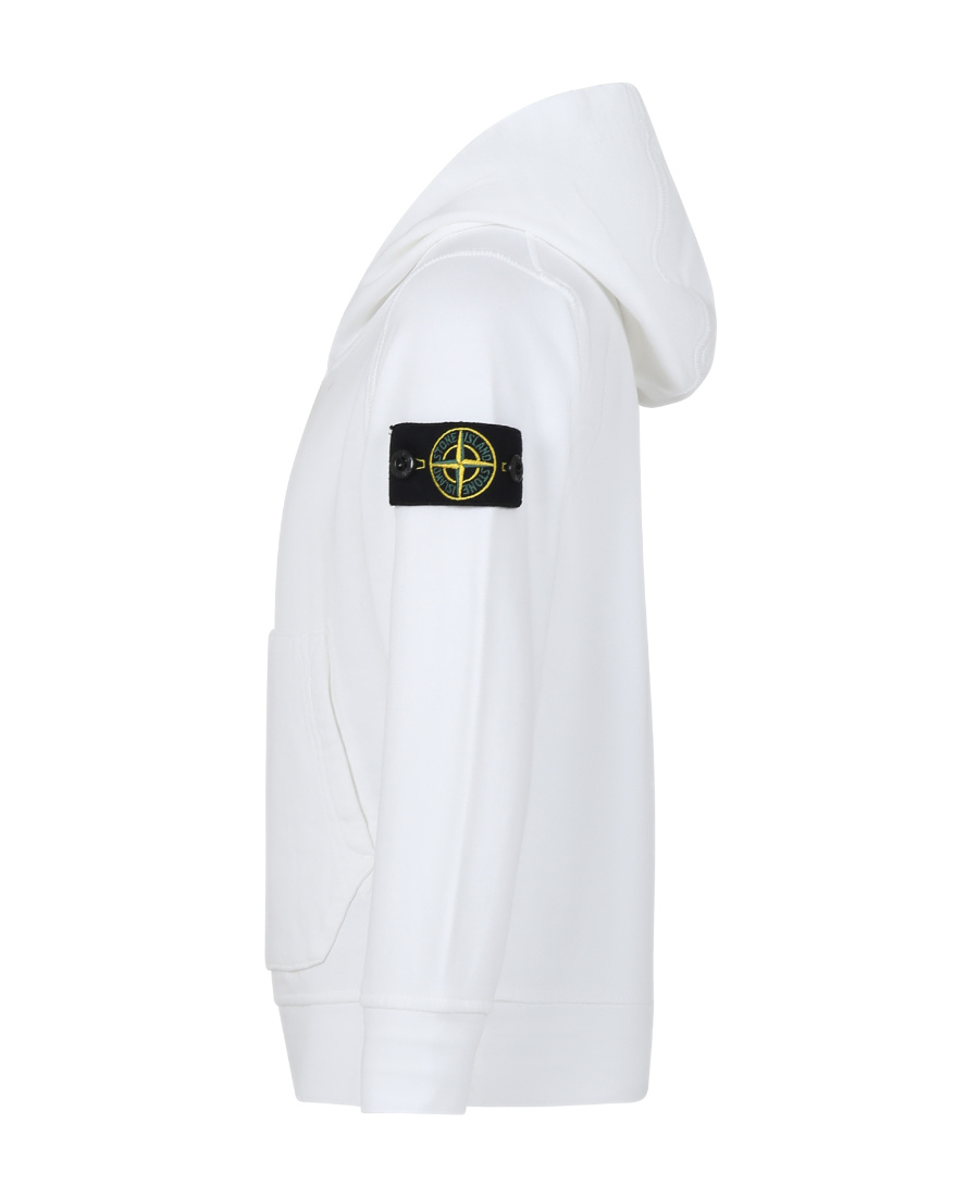Stone Island White Sweatshirt For Boy With Iconic Logo In White