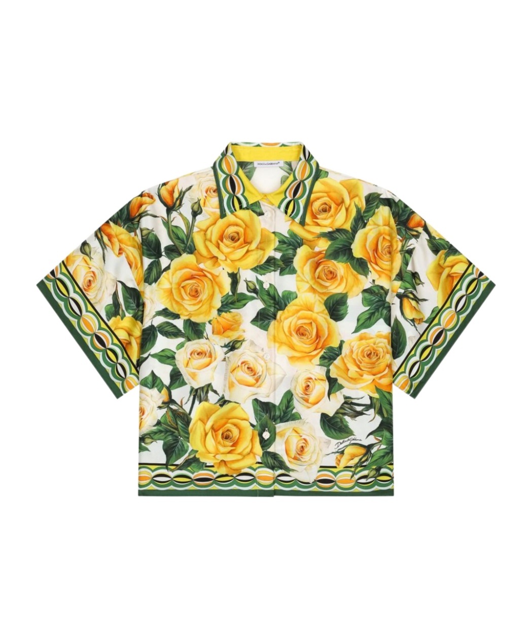 Dolce & Gabbana Rose-print Silk Shirt In Multicolor