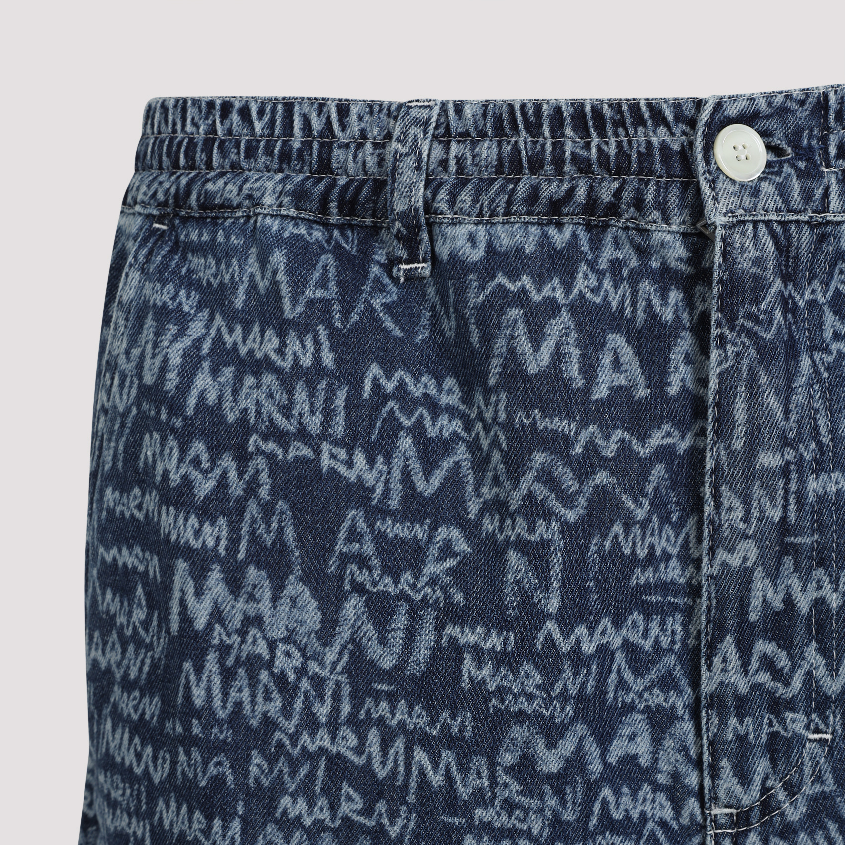 Marni Logo Denim Shorts In Blue