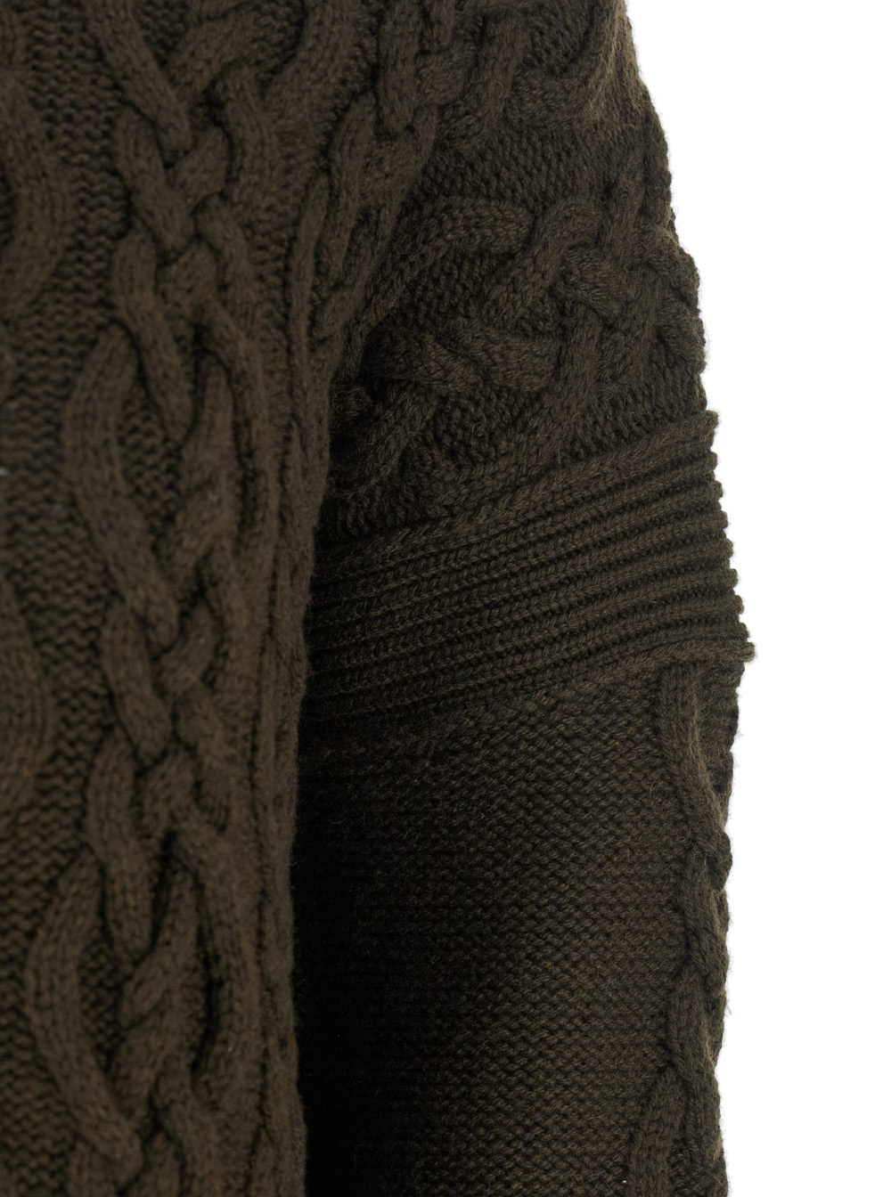 Max Mara Cashmere And Wool Turtleneck Cable Knit Dress In Green