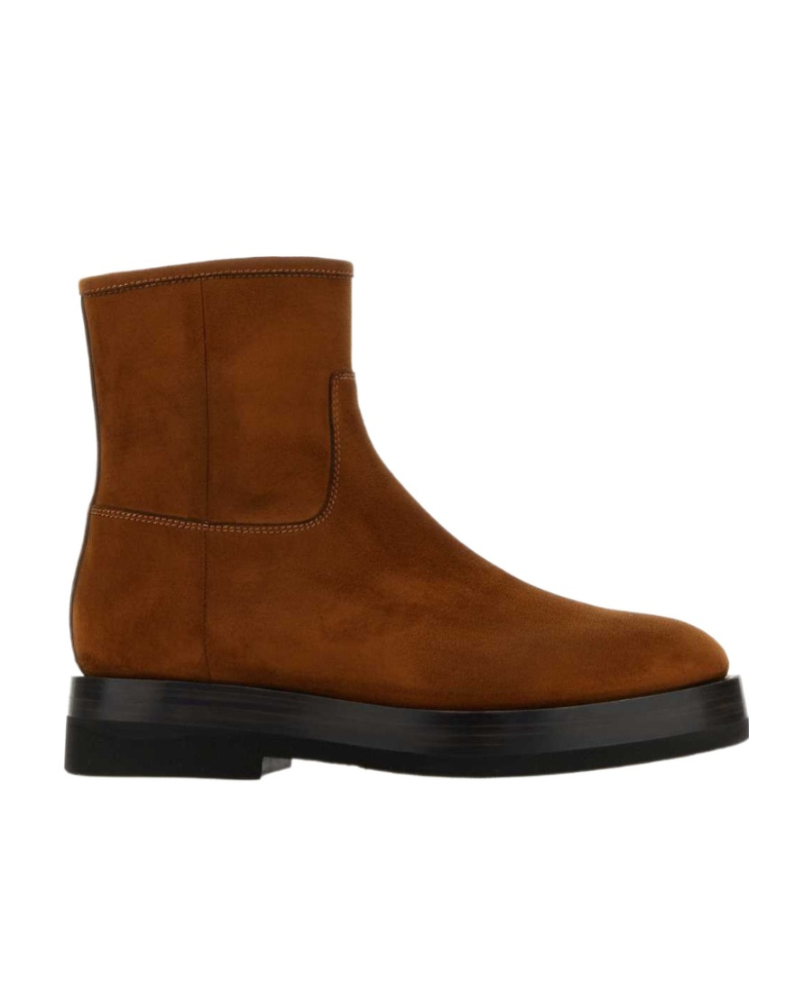 Santoni Suede Ankle Boots With Block Heel In Brown