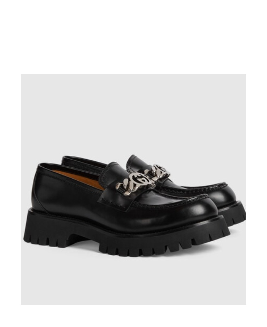 Gucci Interlocking G Logo Leather Loafers In Black