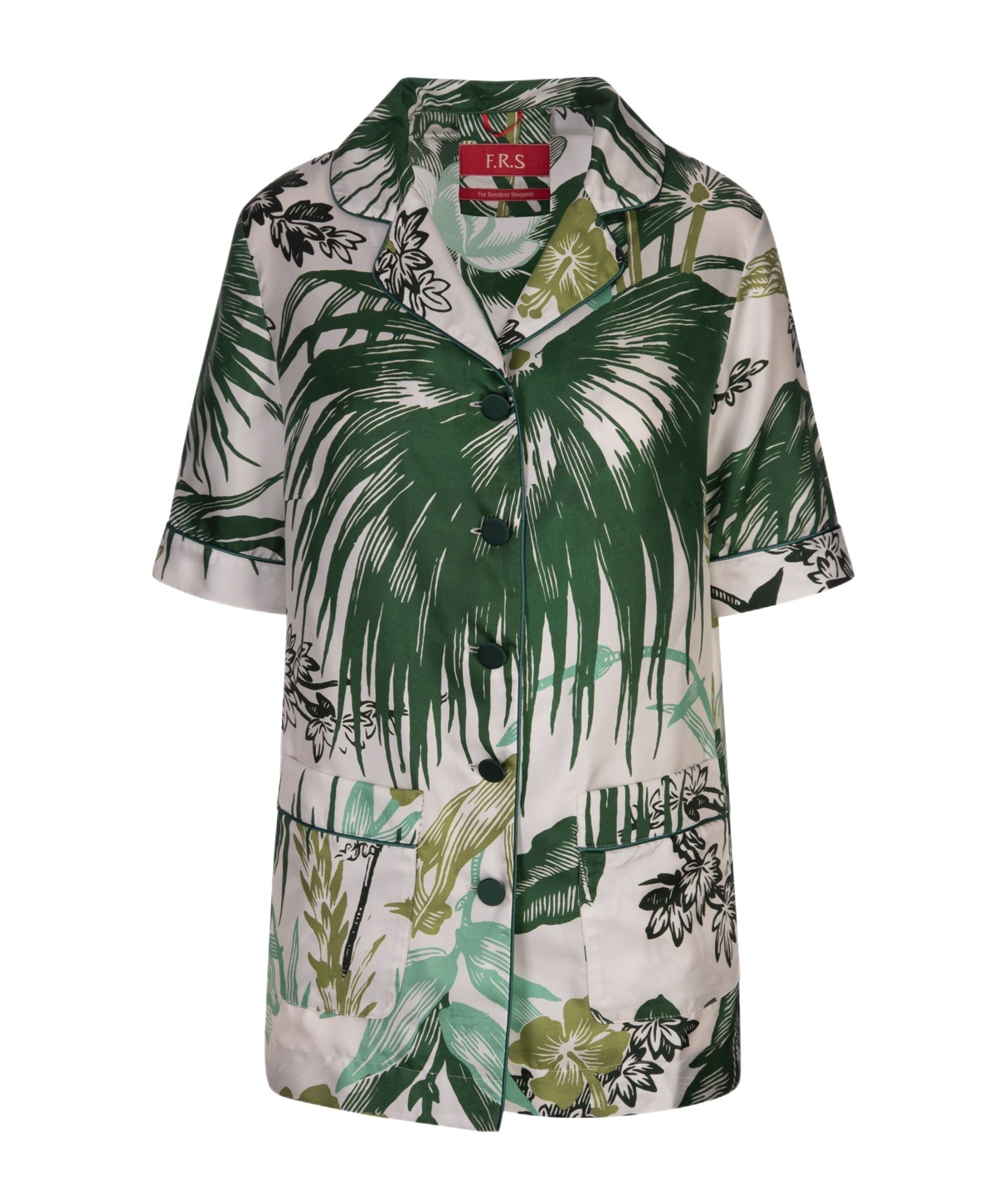 F.r.s For Restless Sleepers Patterned Pajama Shirt In Green