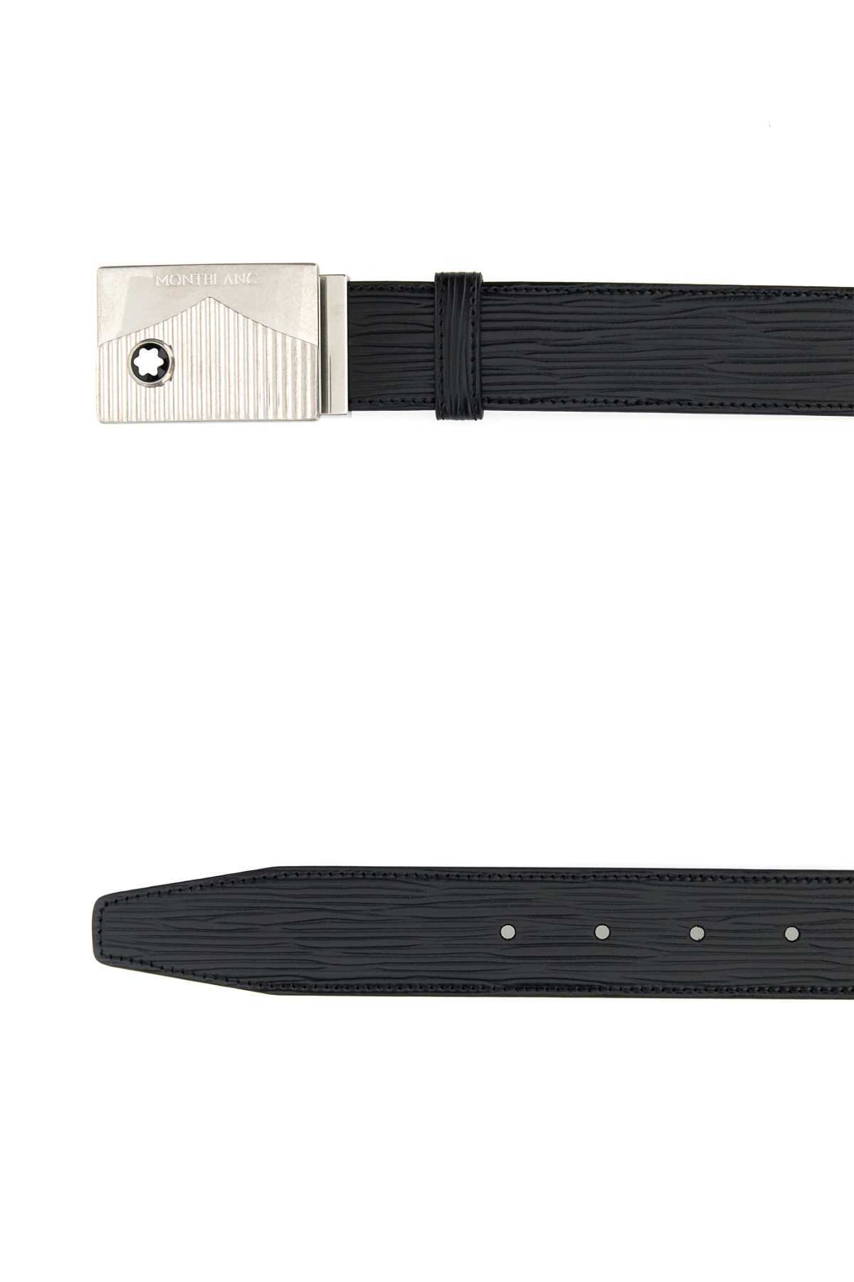 Montblanc Logo Buckled Reversible Belt In Black