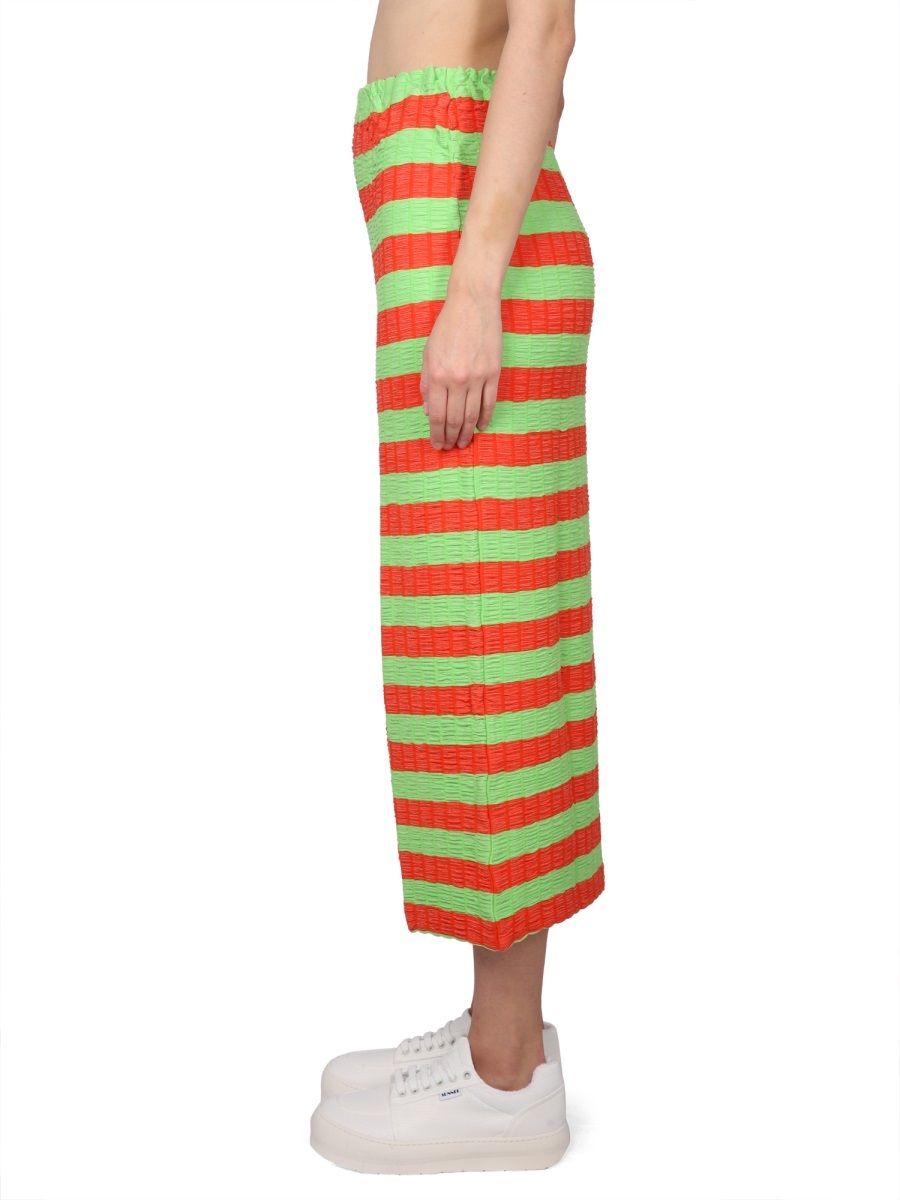 Sunnei Curled Striped Midi Skirt In Green