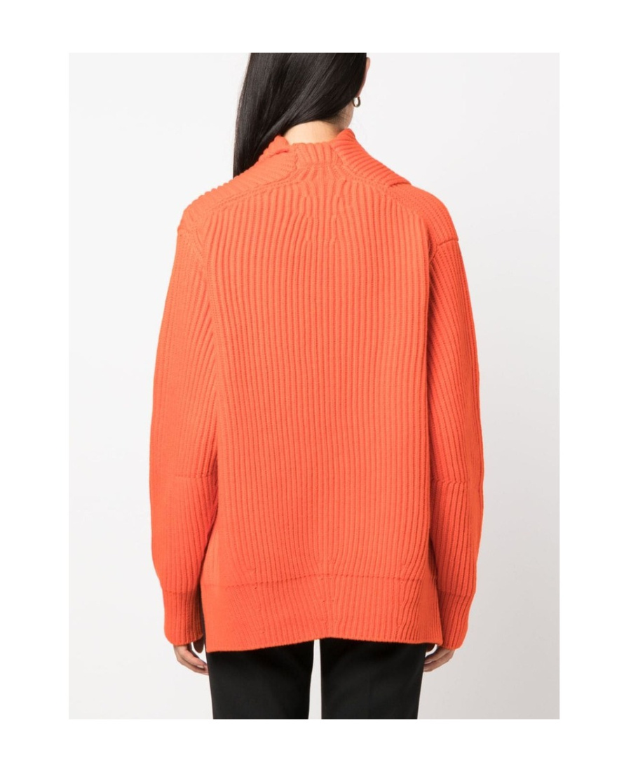 Jil Sander Long Sleeves Foulard Neck Cardigan Clothing In Orange