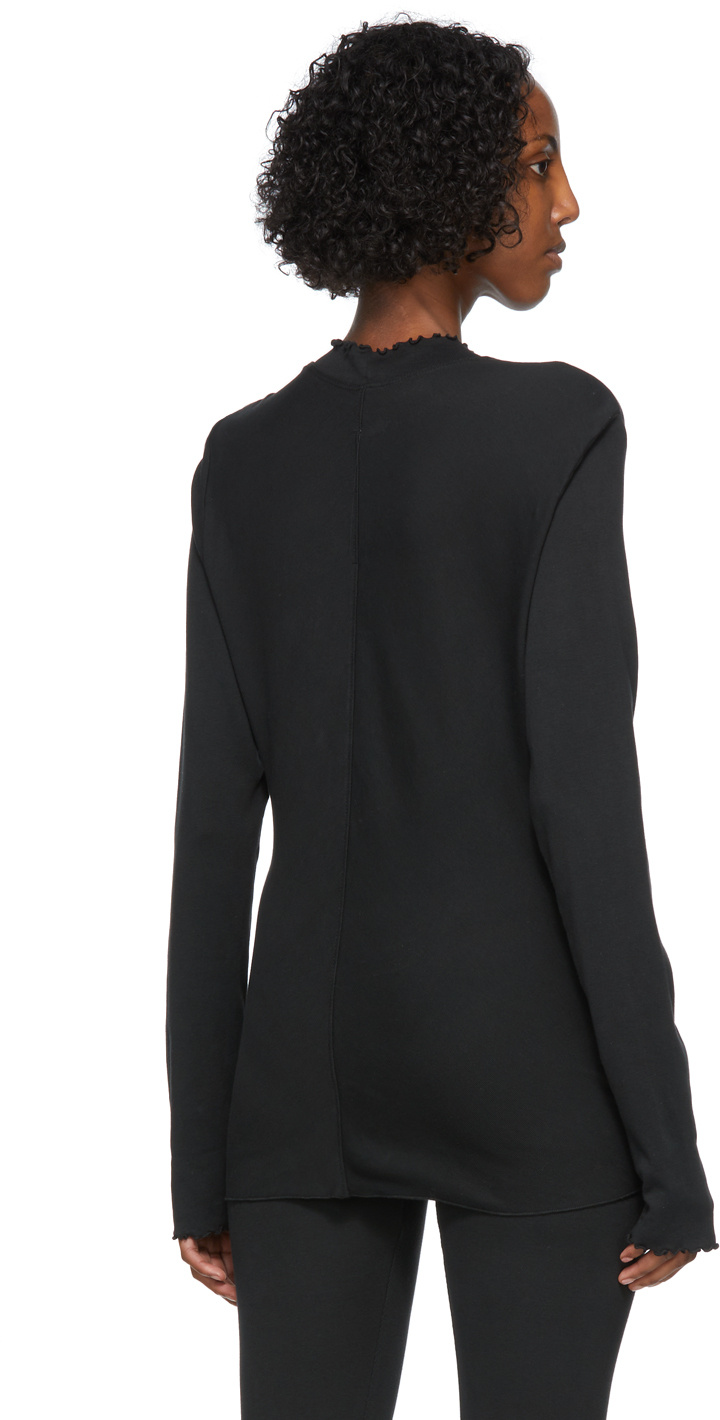 Raquel Allegra Black Long Sleeve Fitted T-shirt In Black