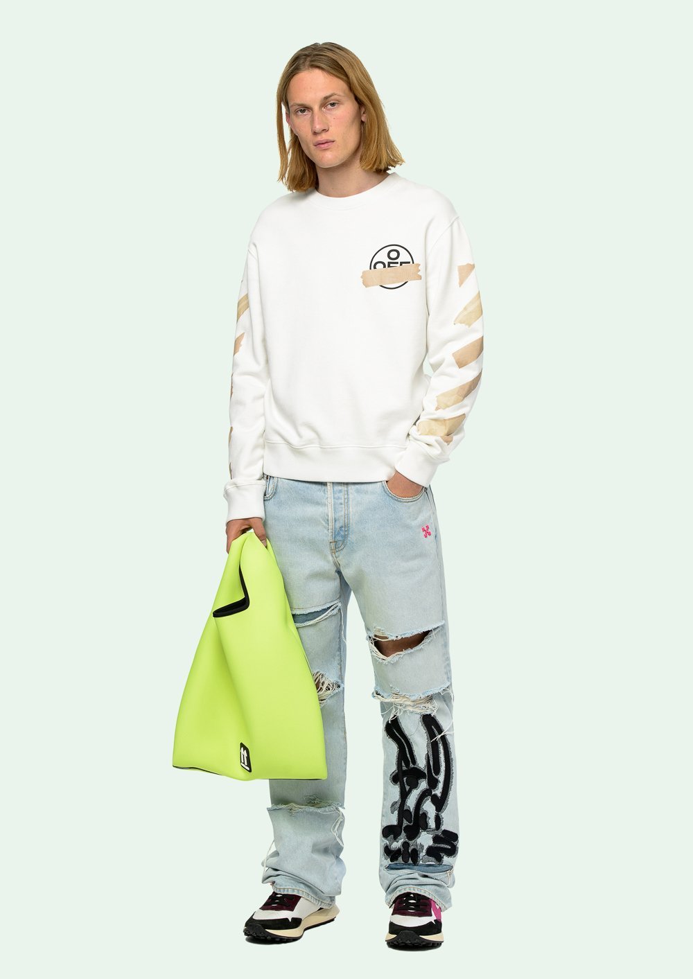 Off-white Tape Arrows Crew Neck Sweatshirt In White