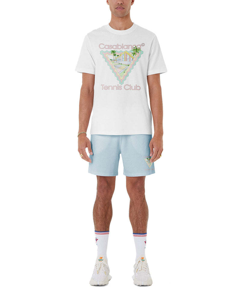 Casablanca Maison De Reve Straight-leg Logo-embroidered Cotton-jersey Shorts In Blue