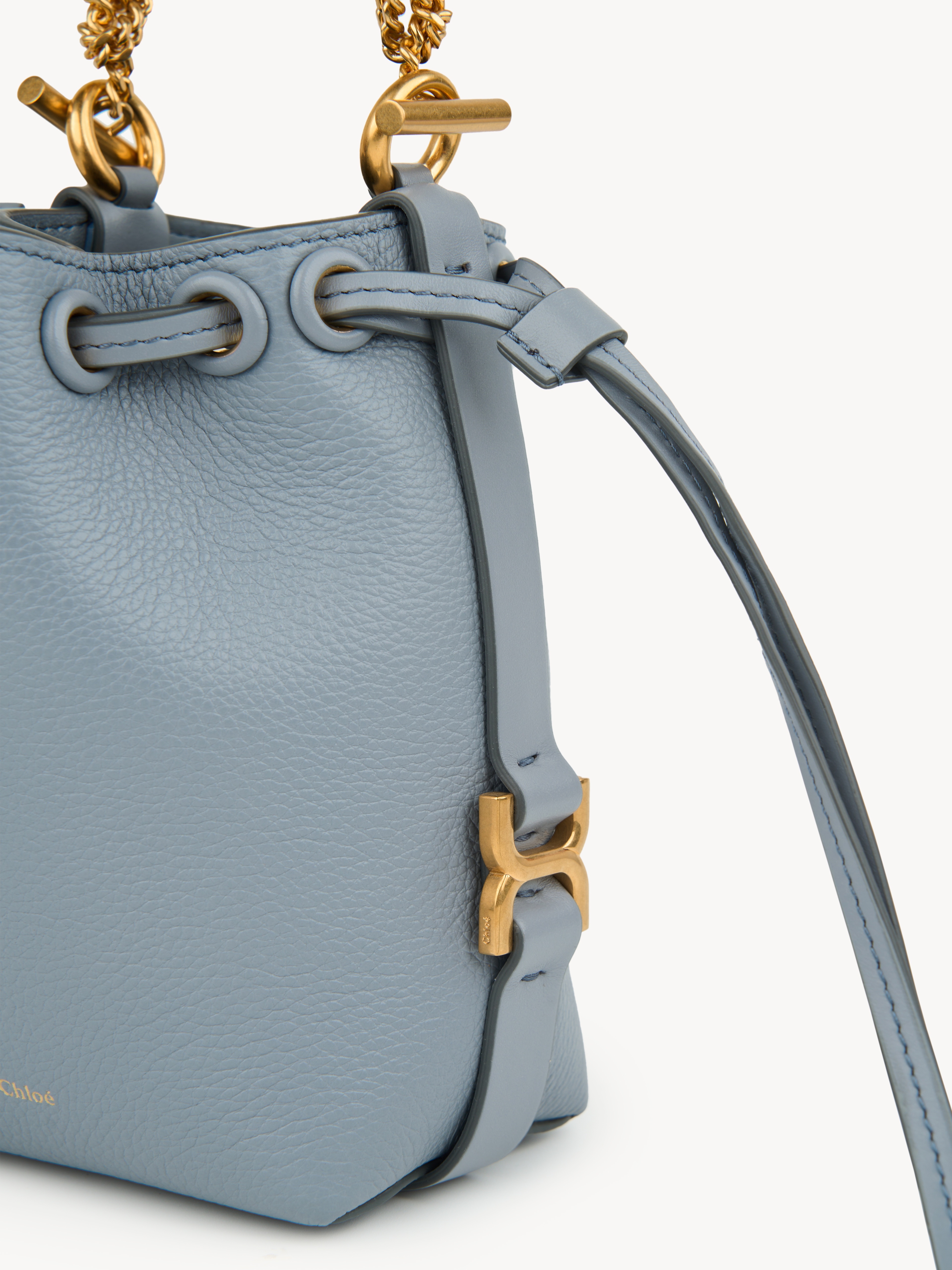 Chloé Tasche Leather Bucket Bag In Gray