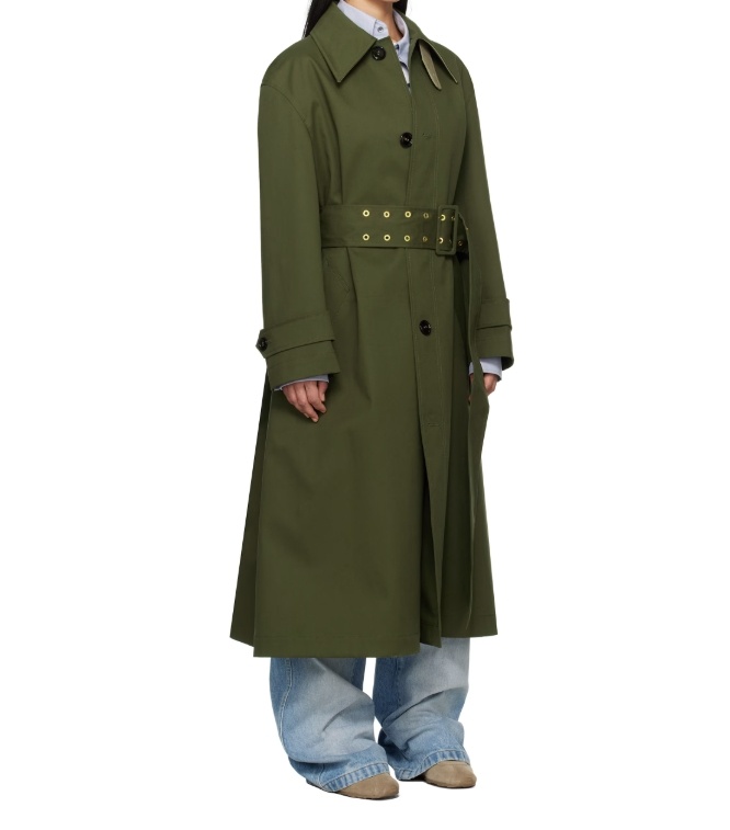 Ami Alexandre Mattiussi Lapel Long-sleeved Coat In Green