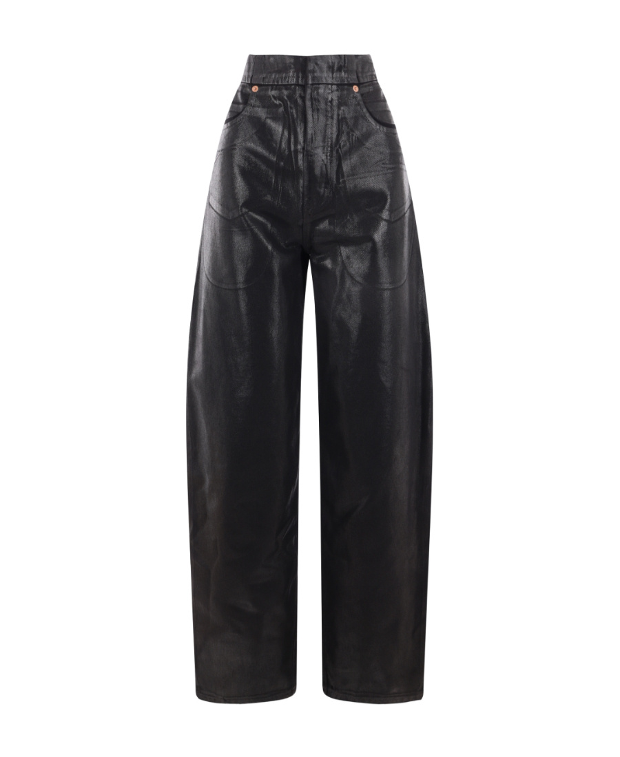 Mm6 Maison Margiela High-waist Faux-leather Jeans In Black