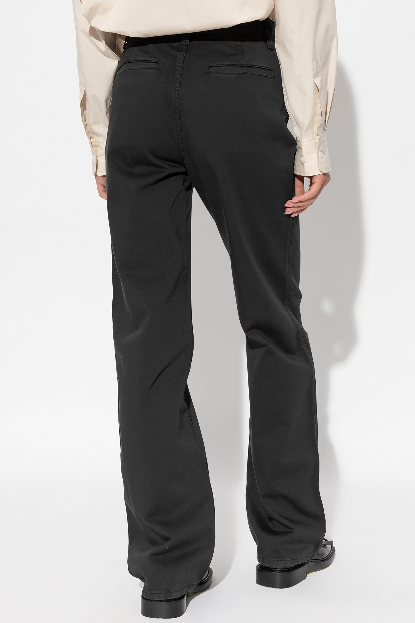 Lemaire Wide-leg Cotton Trousers In Black