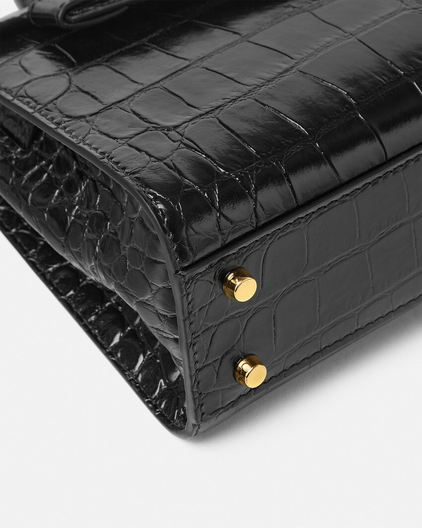 Versace Medusa '95 Crocodile-embossed Tote Bag In Black