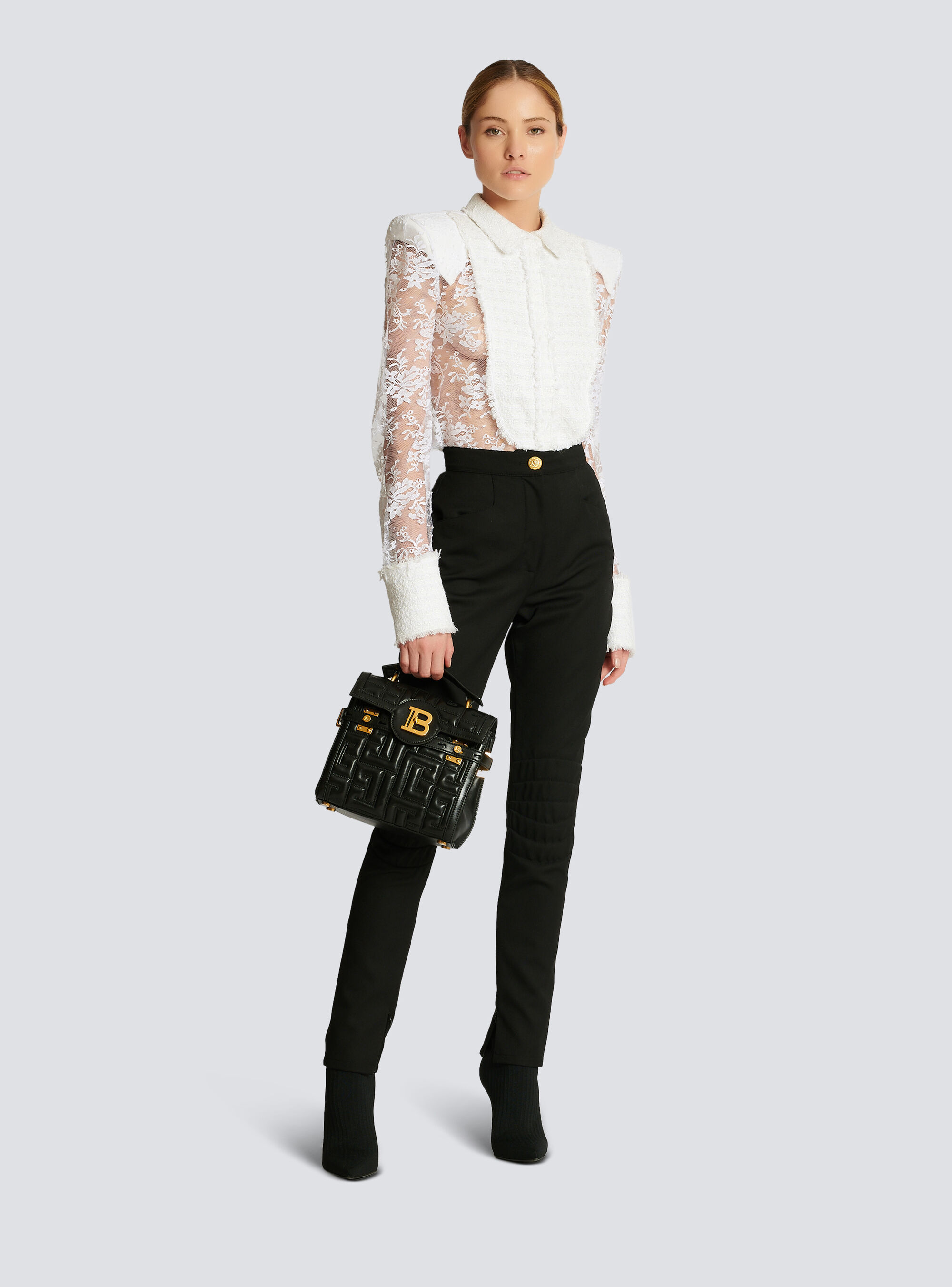 Balmain High-waisted Wool Skinny Trousers In Black