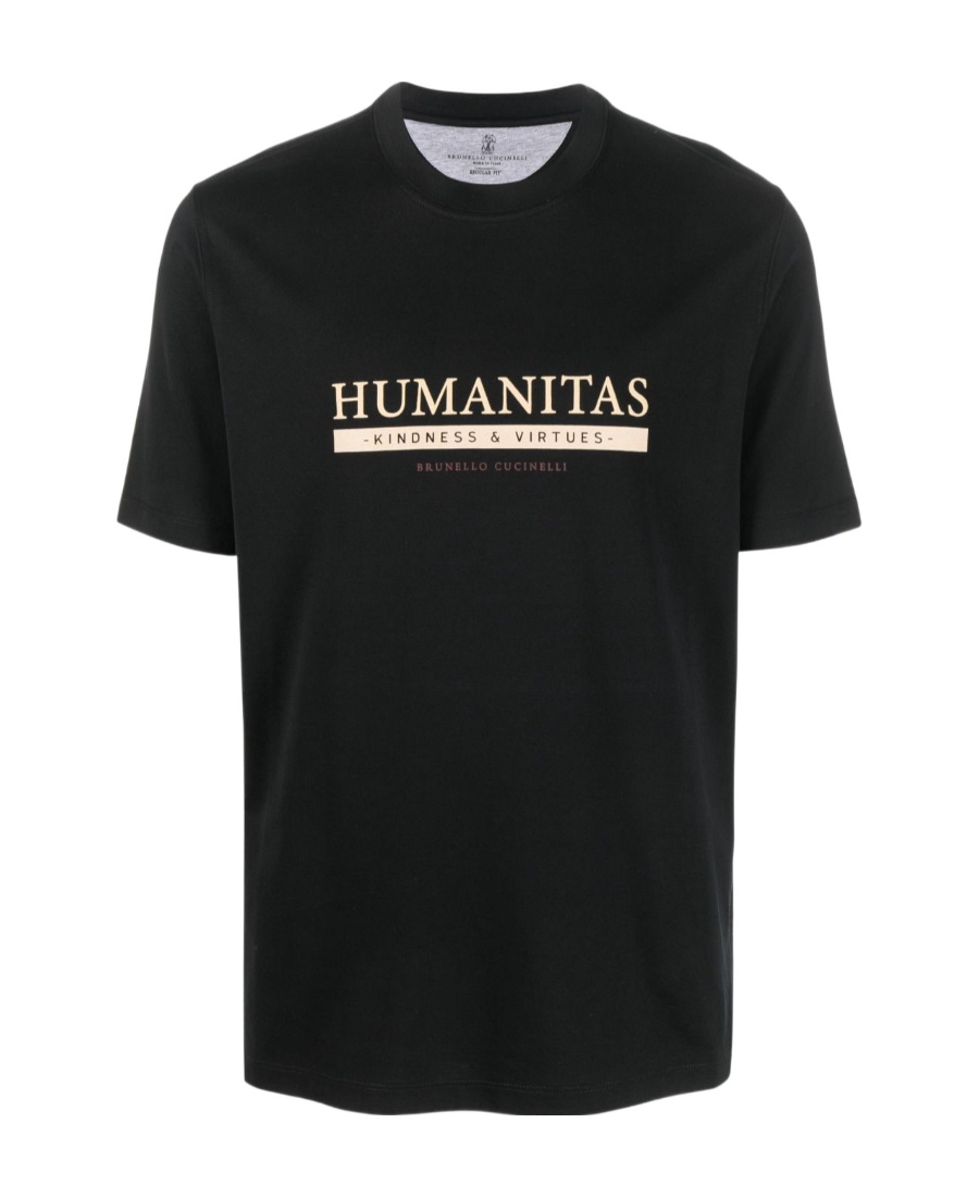 Brunello Cucinelli Logo-print Cotton T-shirt In Black