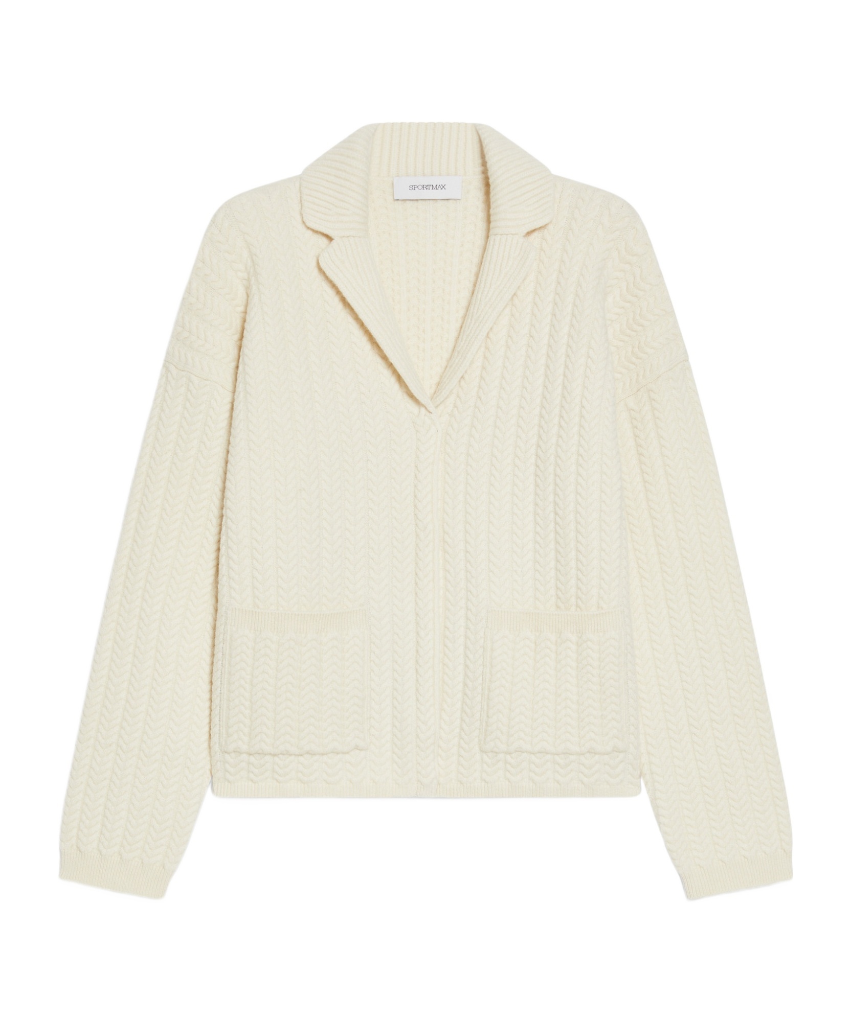 Sportmax Long-sleeved Wool Jacket In White