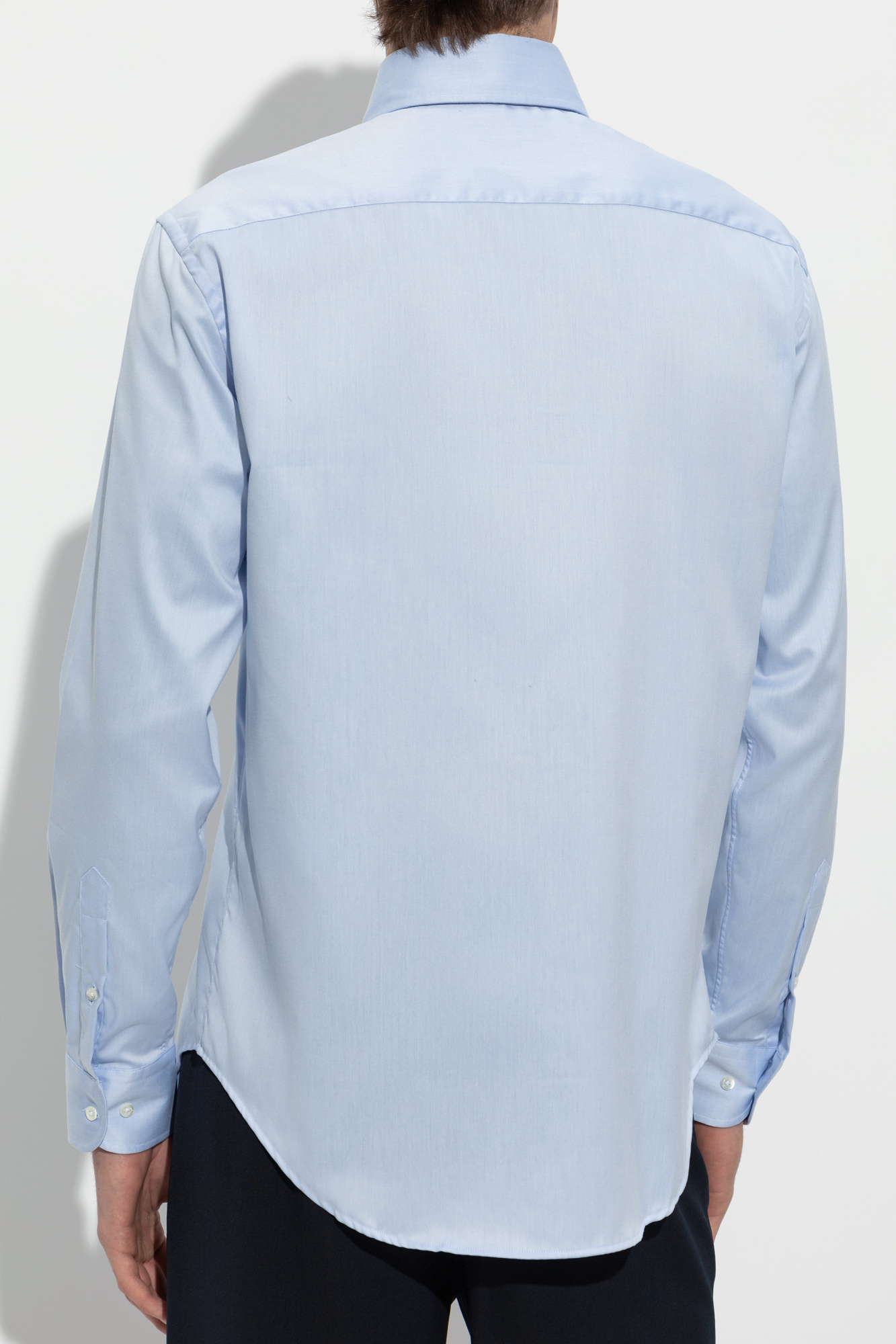Emporio Armani Grid-pattern Cotton Shirt In White