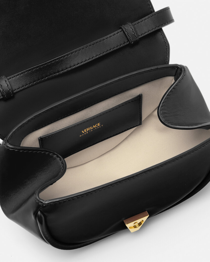 Versace Stud-embellished Shoulder Bag In Black