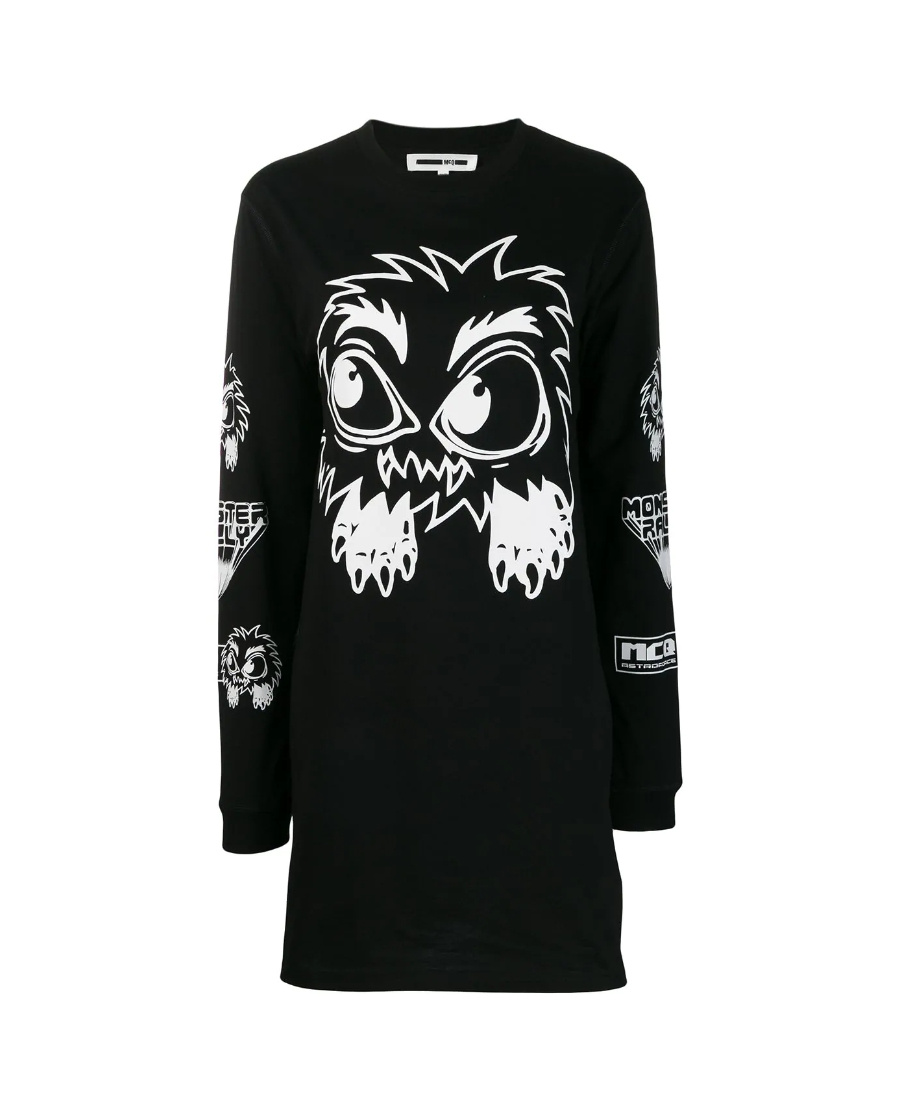 Mcq By Alexander Mcqueen Monster Pattern Printed Dress In Black