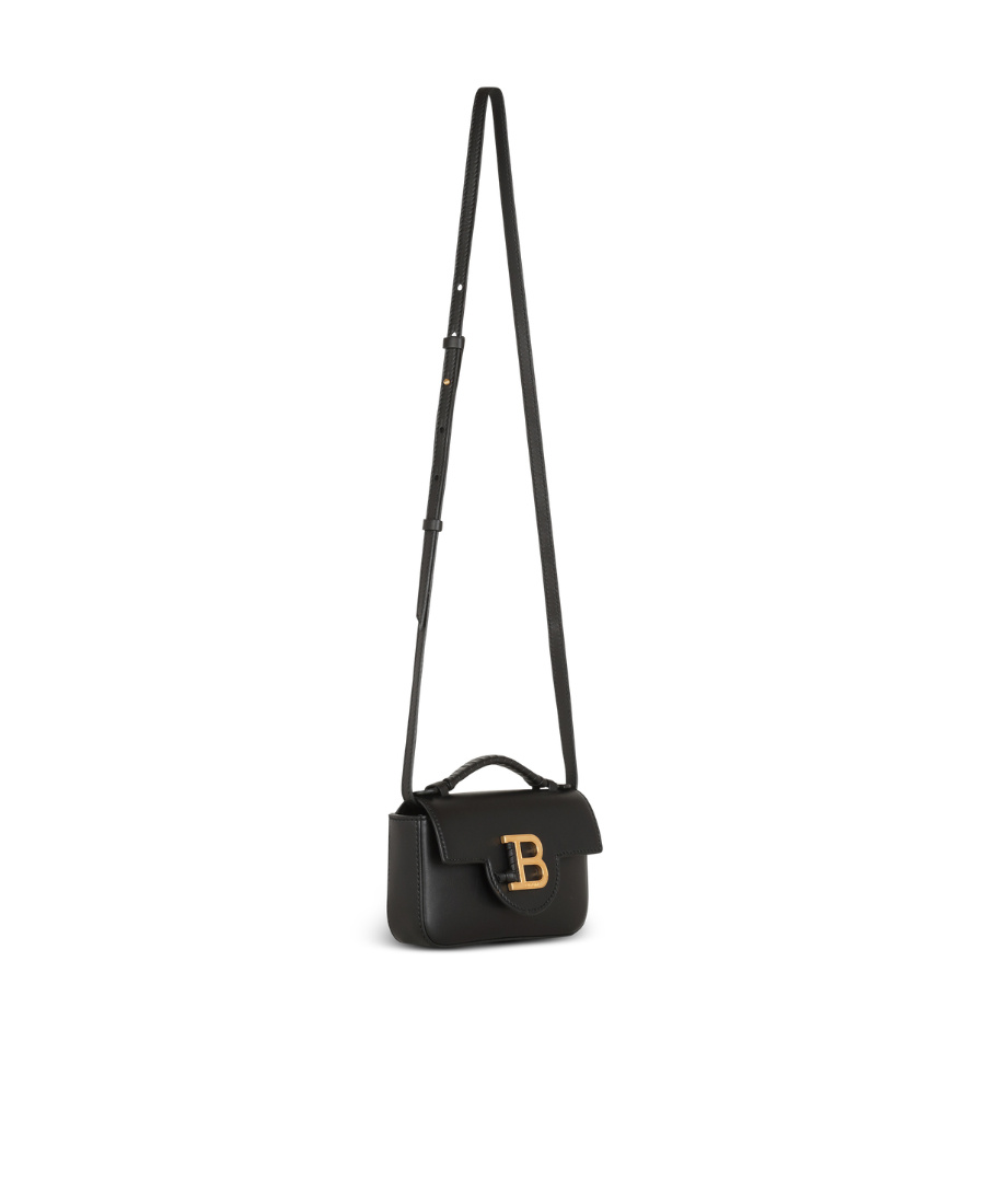 Balmain B-buzz 17 Mini Leather Shoulder Bag In Black