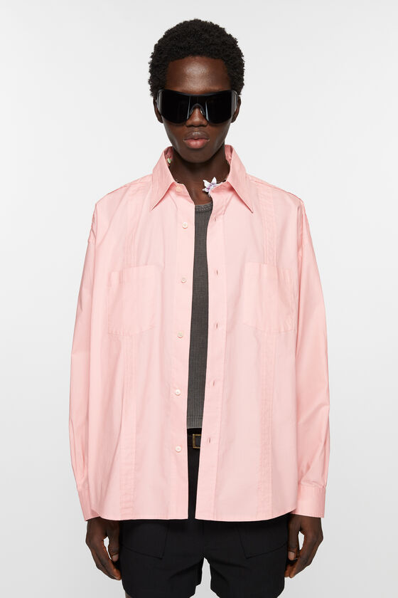 Acne Studios Tape-detail Classic-collar Shirt In Pink