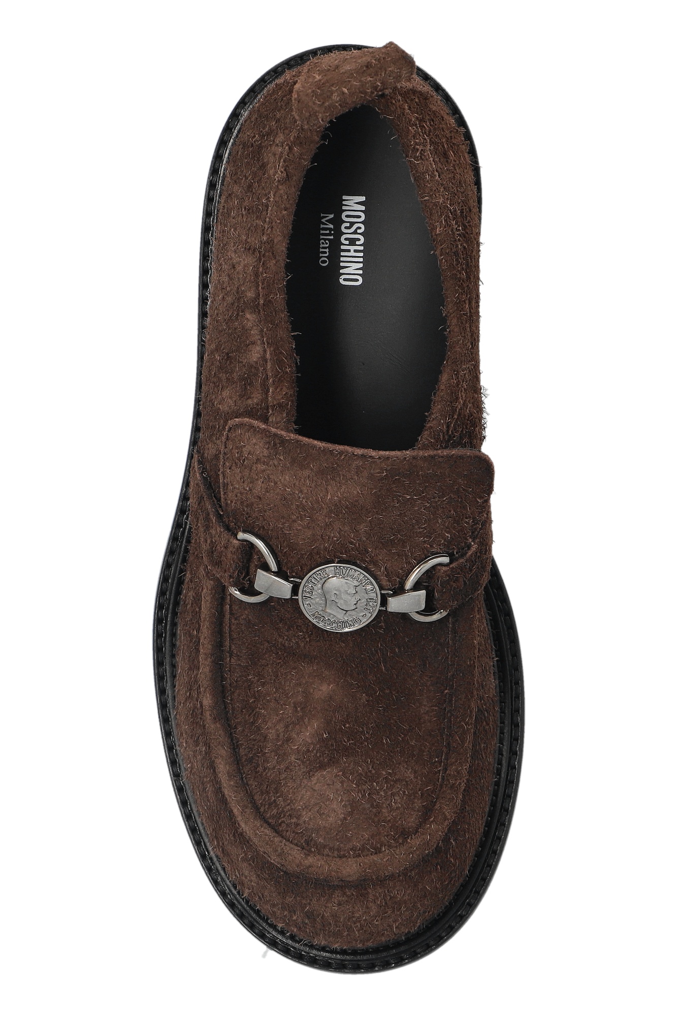 Moschino Calf-hair Slip-on Loafers In Brown